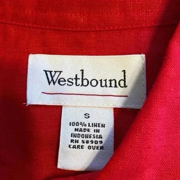 Westbound 100% Linen Red Sleeveless Shirt Top in Size Small. - Picture 6 of 10